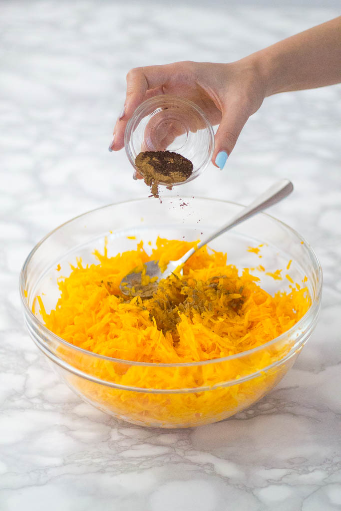 grated pumpkin with spices